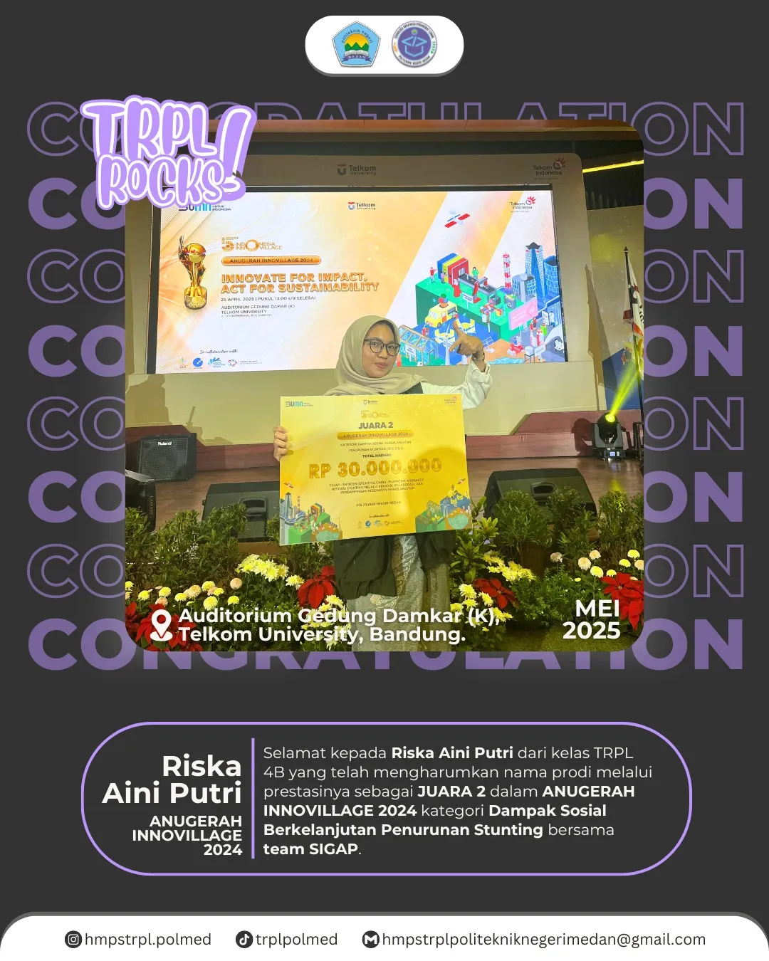 🎉 TRPL ROCKS: Riska Aini Putri Raih Juara di Innovillage 2024! 🎉